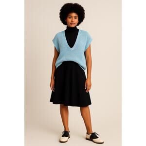 Vintage Gerard Works Ramie Cotton Knit Sweater Vest Medium Light Blue Oversized